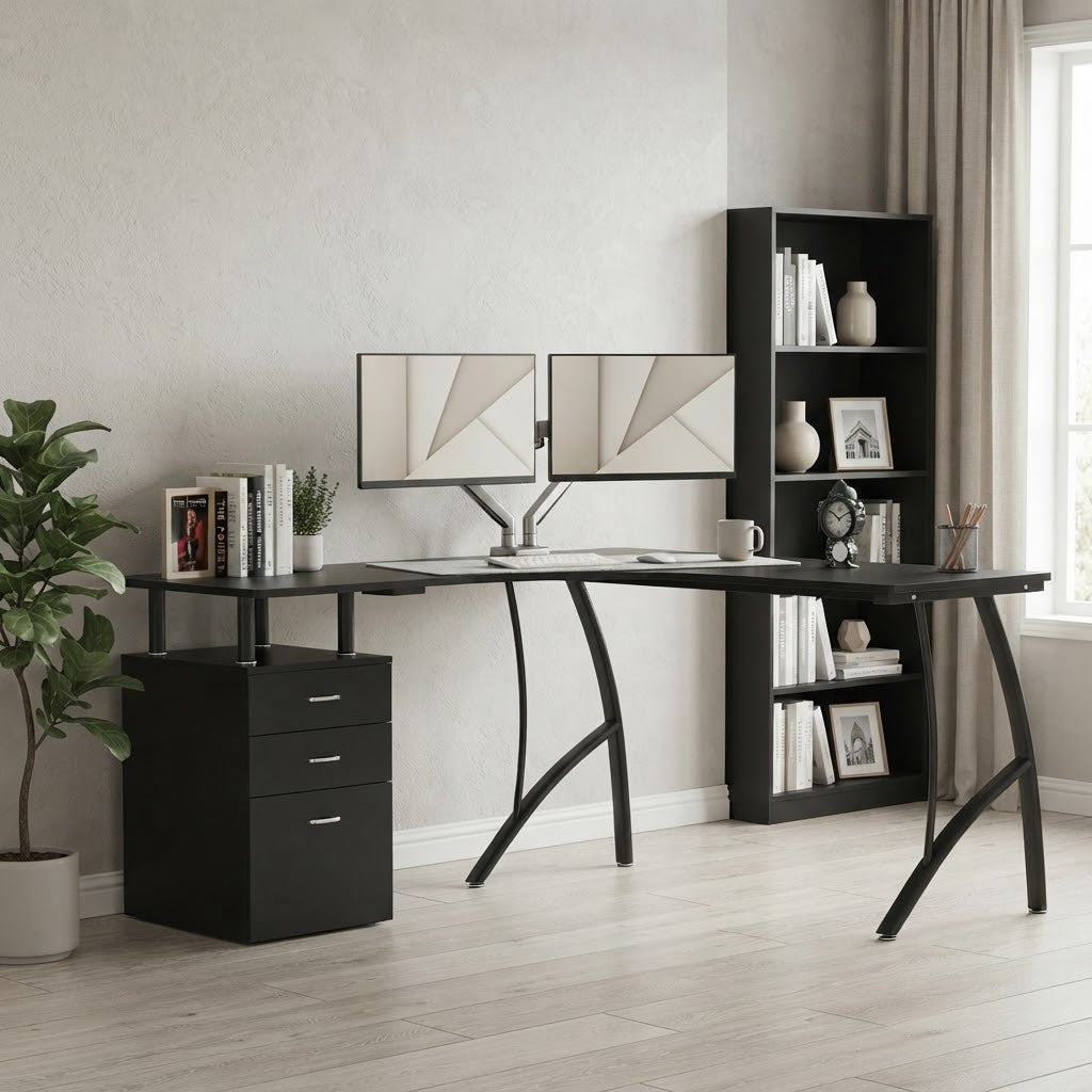 L-Shaped Storage Desk – 143.5cm