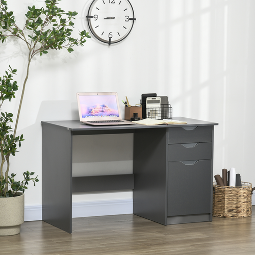 Computer Desk with 3 Storage Drawers – Grey Home Office Workstation