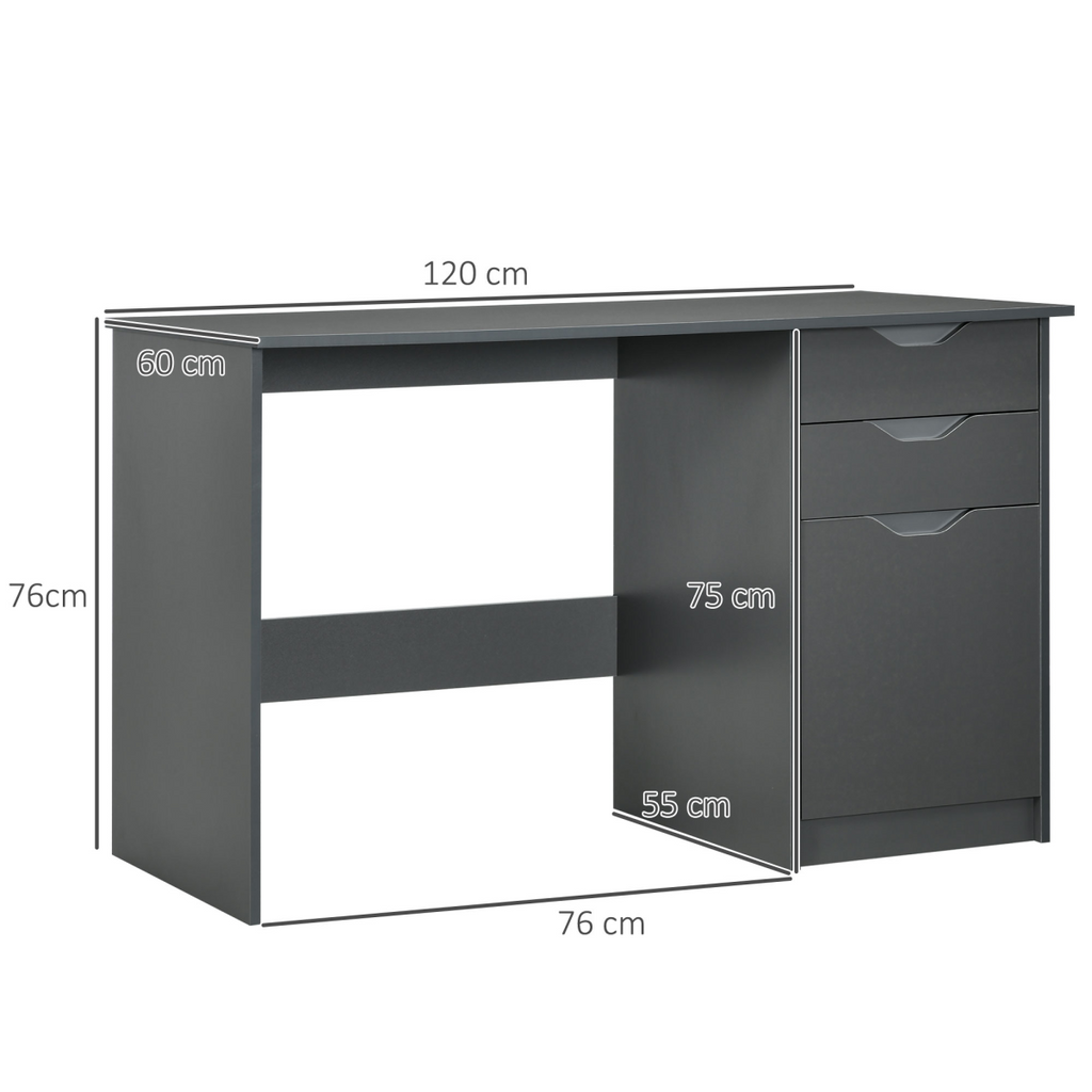 Workstation Desk with Drawers (Grey) – 110×50×76 cm