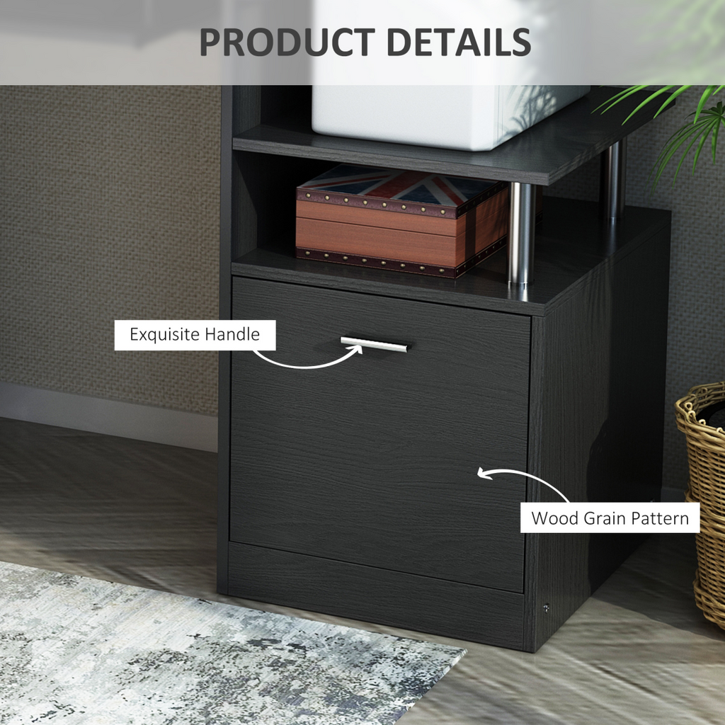 Wood Workstation Desk with Drawer & Shelves (Brown/White) – 120×60 cm