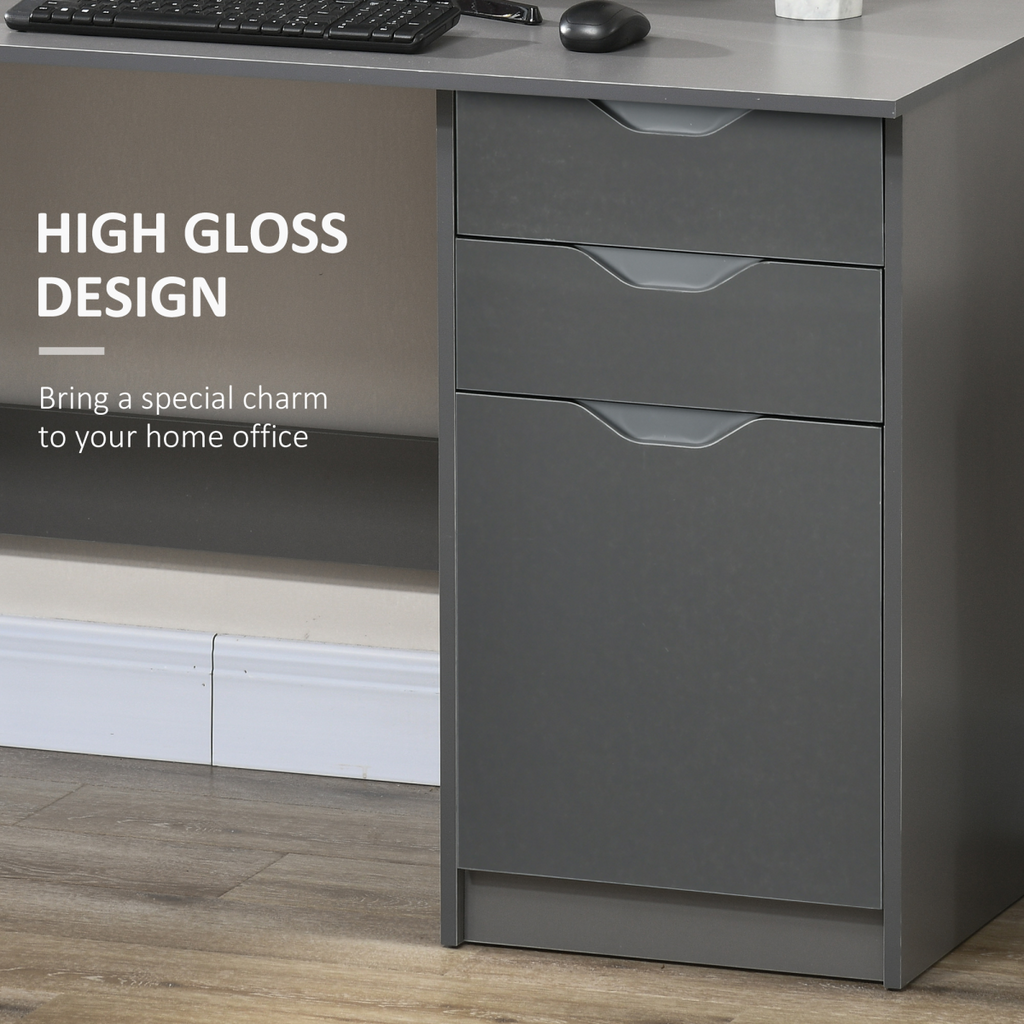Workstation Desk with Drawers (Grey) – 110×50×76 cm