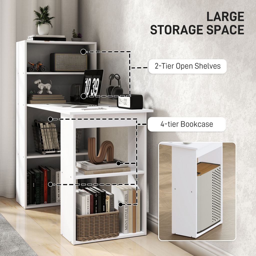 Compact Workstation Desk (White) – 120×55×120 cm