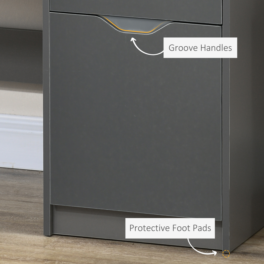 Computer Desk with 3 Storage Drawers – Grey Home Office Workstation