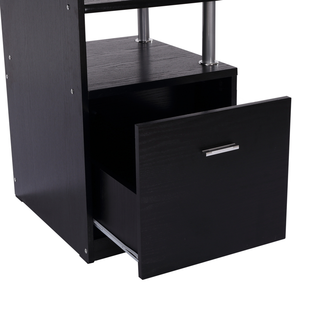 Wood Workstation Desk with Drawer & Shelves (Brown/White) – 120×60 cm