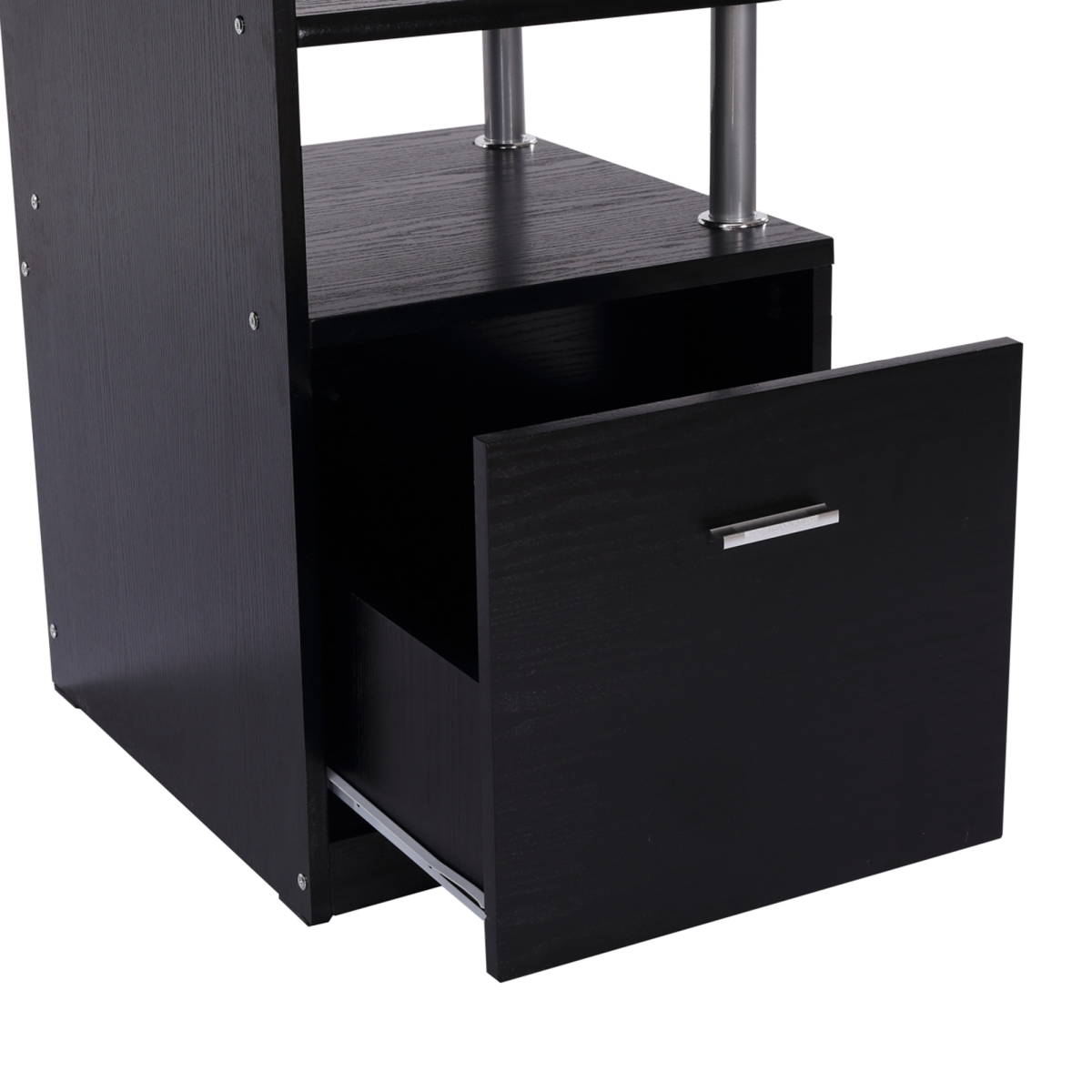 Wood Workstation Desk with Drawer & Shelves (Brown/White) – 120×60 cm