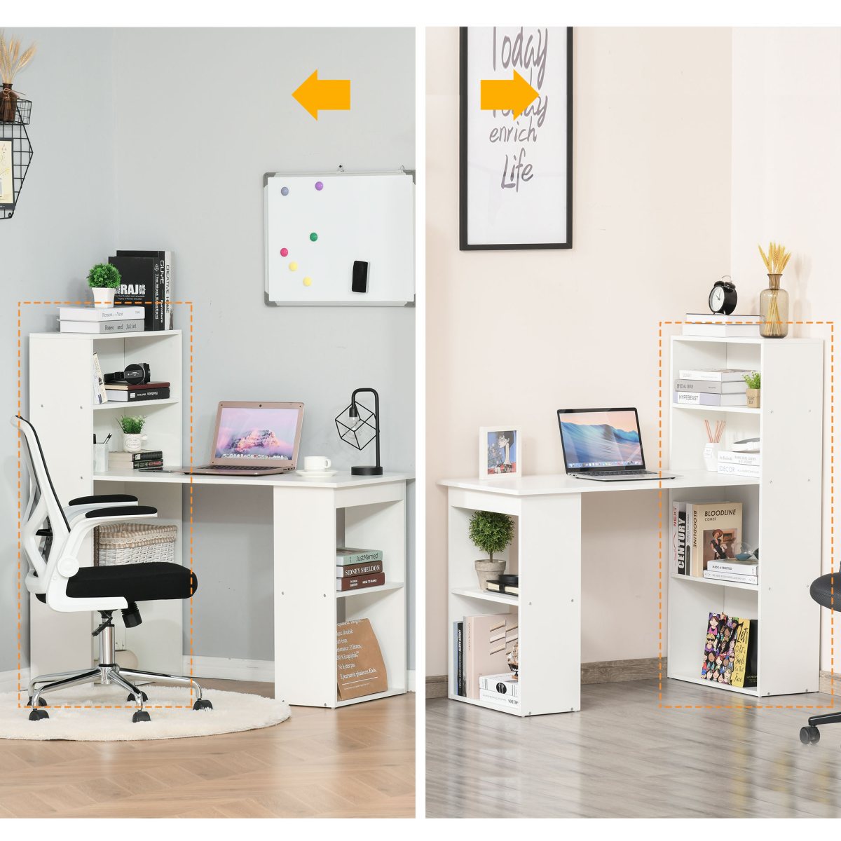 Compact Workstation Desk (White) – 120×55×120 cm