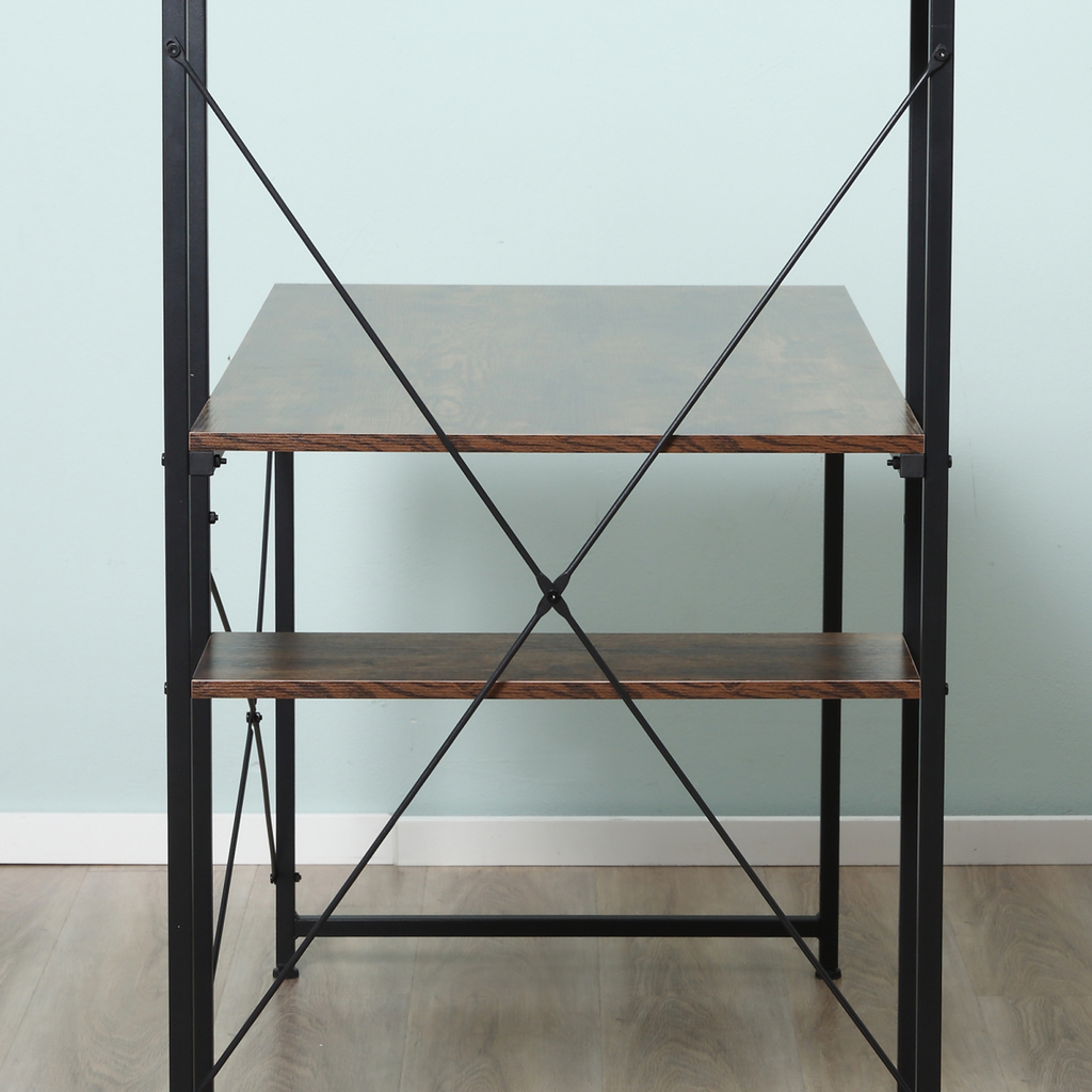 4-Tier Computer Desk with Bookshelf, Study Workstation PC Table for Home Office HTML