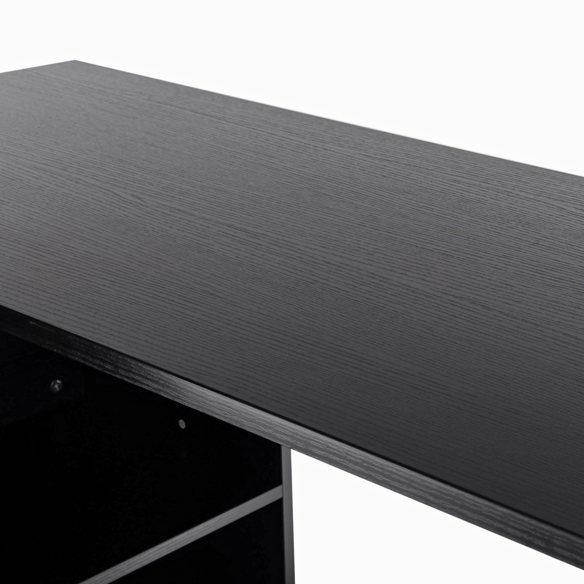 Convertible Workstation Desk with Drawer & Shelf (Black) - 162 x 50 cm