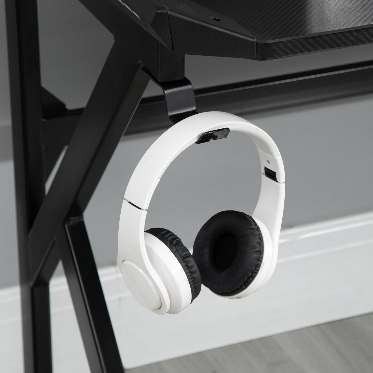Gaming Desk with Cup Holder, Headphone Hook & Cable Management – 120cm
