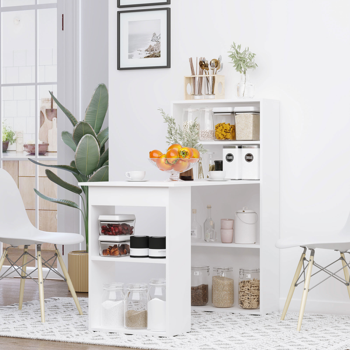 Compact Workstation Desk (White) – 120×55×120 cm