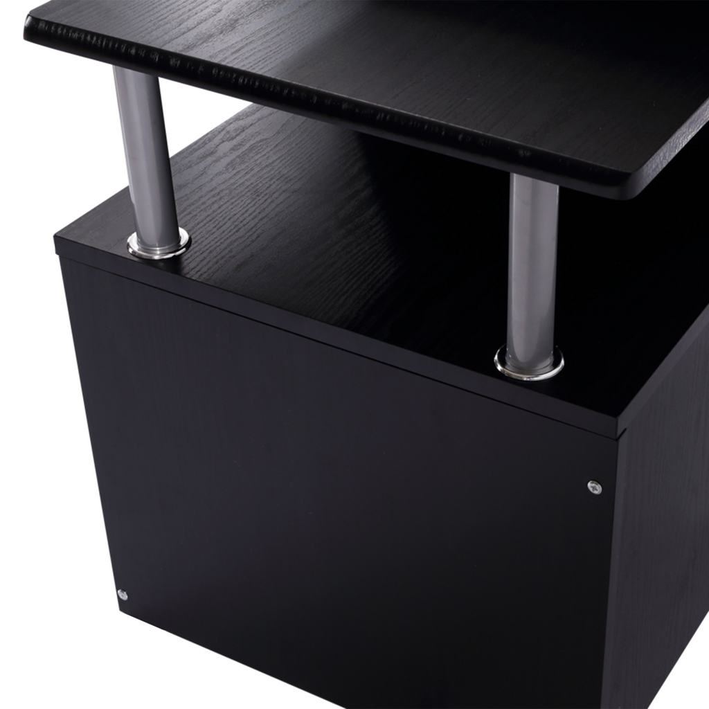 Wood Workstation Desk with Drawer & Shelves (Brown/White) – 120×60 cm