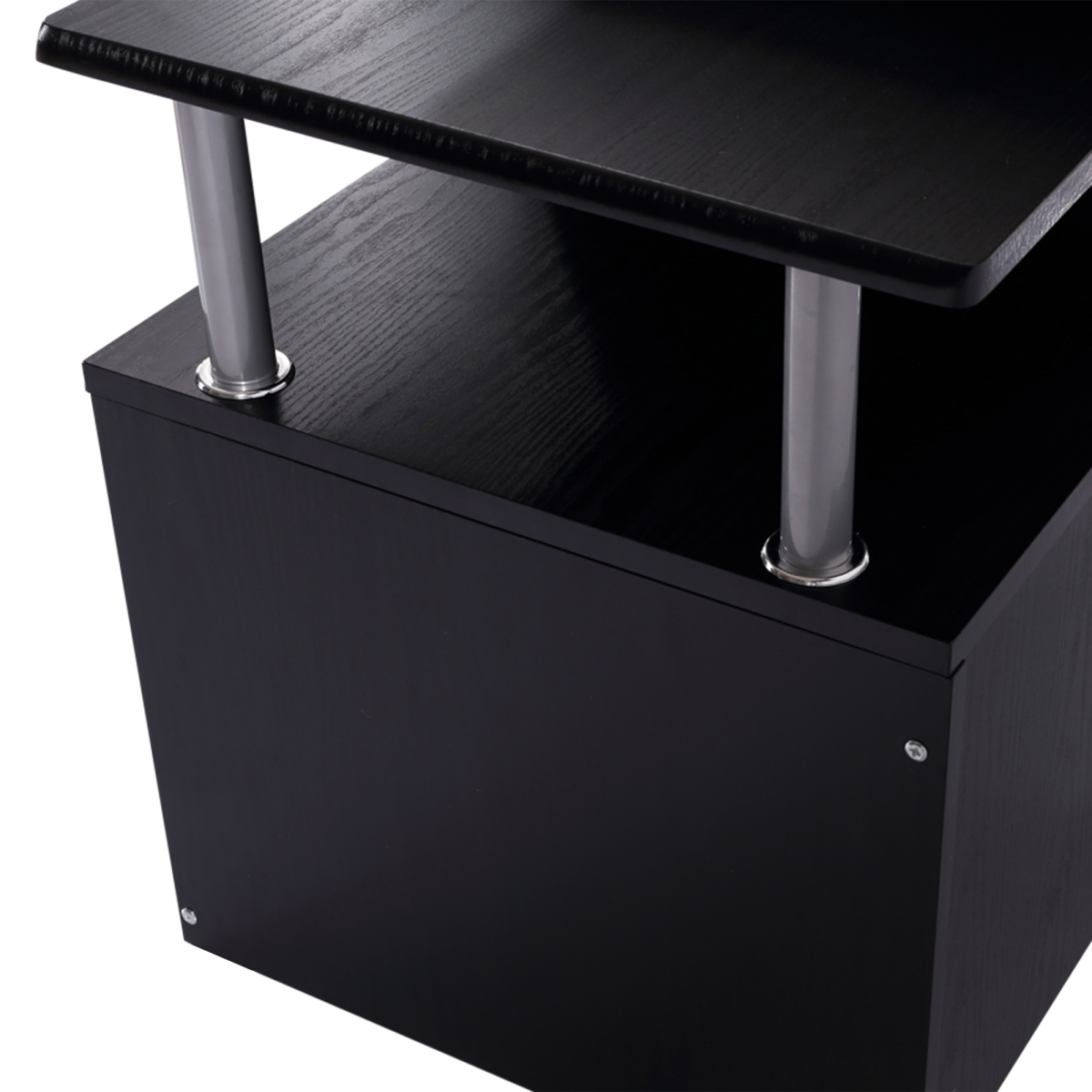 Wood Workstation Desk with Drawer & Shelves (Brown/White) – 120×60 cm