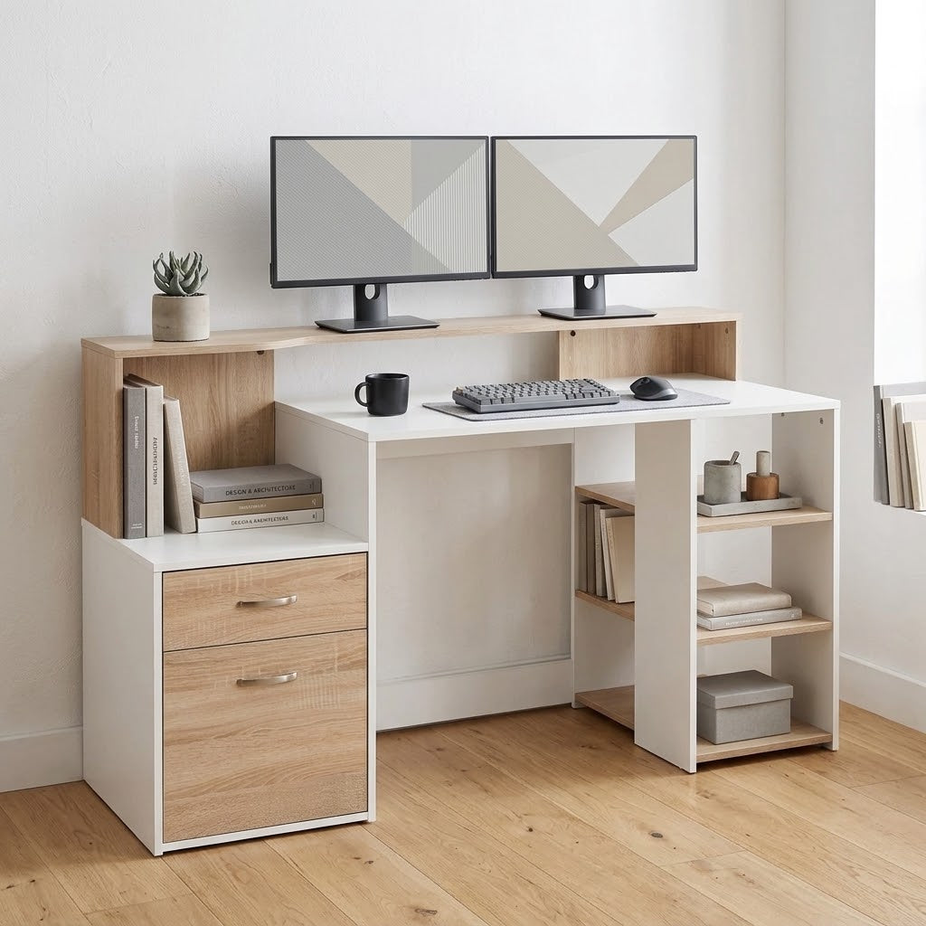 Oak Storage Desk – 137cm