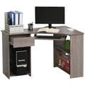 L‑Shaped Corner Computer Desk with 2‑Tier Shelves (Grey) - 120 cm