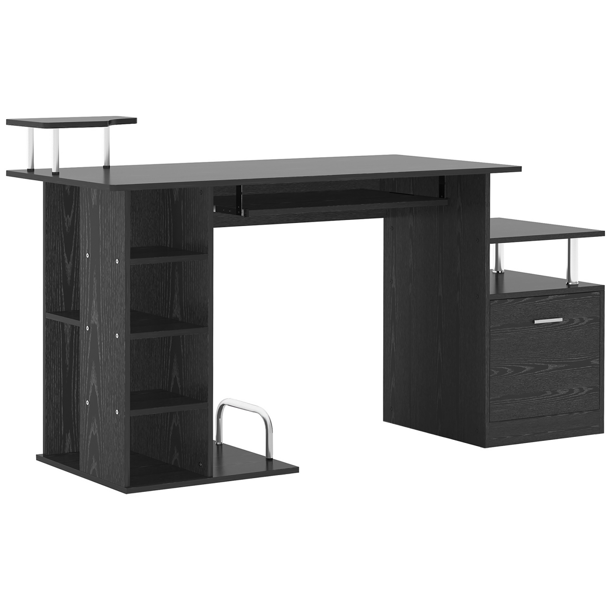 Wood Workstation Desk with Drawer & Shelves (Brown/White) – 120×60 cm